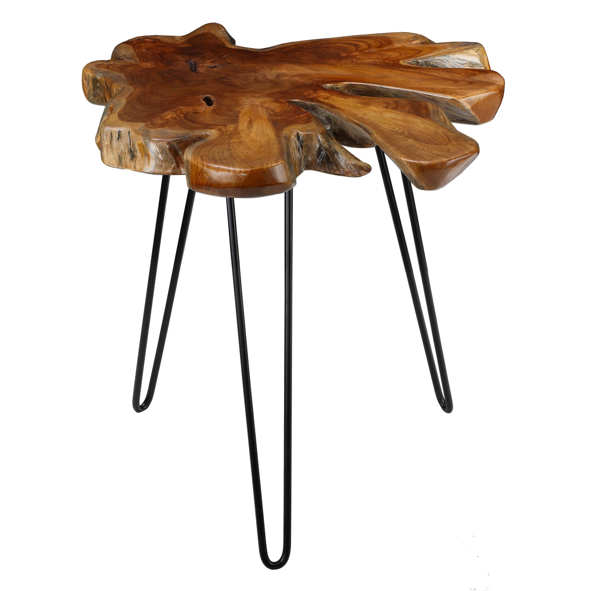 Bare Decor Evan Accent End Table with Solid Teak Root Top