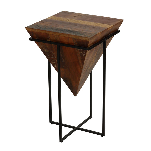 Bare Decor Compass Accent Table in Mango Wood with Metal Base, 16x16x24
