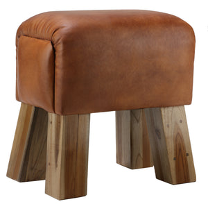 Bare Decor Gorgie Accent Stool in Brown Genuine Leather