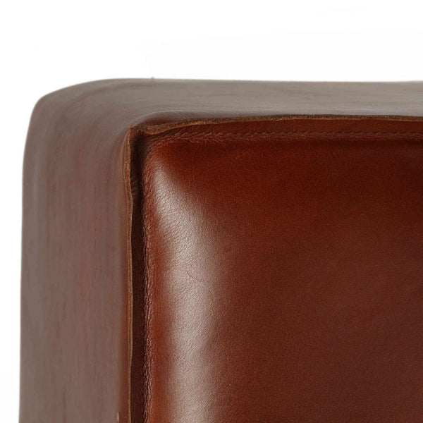 Bare Decor Nikola Genuine 100% Leather Square Ottoman, Brown