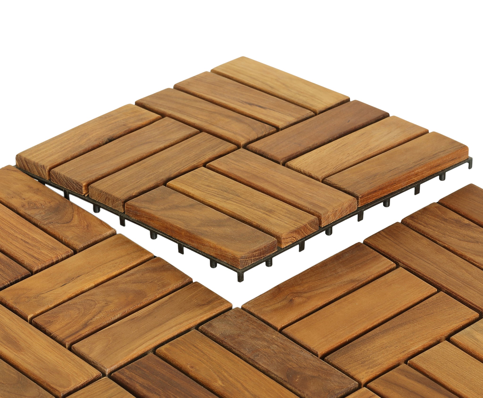 Bare Decor EZ-Floor in Solid Teak Wood, 1 TILE ONLY, Parquet