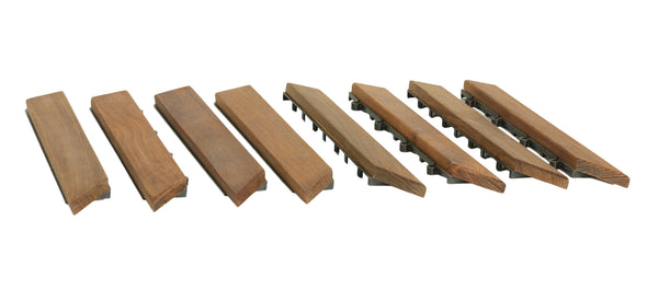 Bare Decor EZ-Floor Corner Trim Piece  Interlocking Flooring in Solid Teak Wood (Set of 8), Oiled Finish