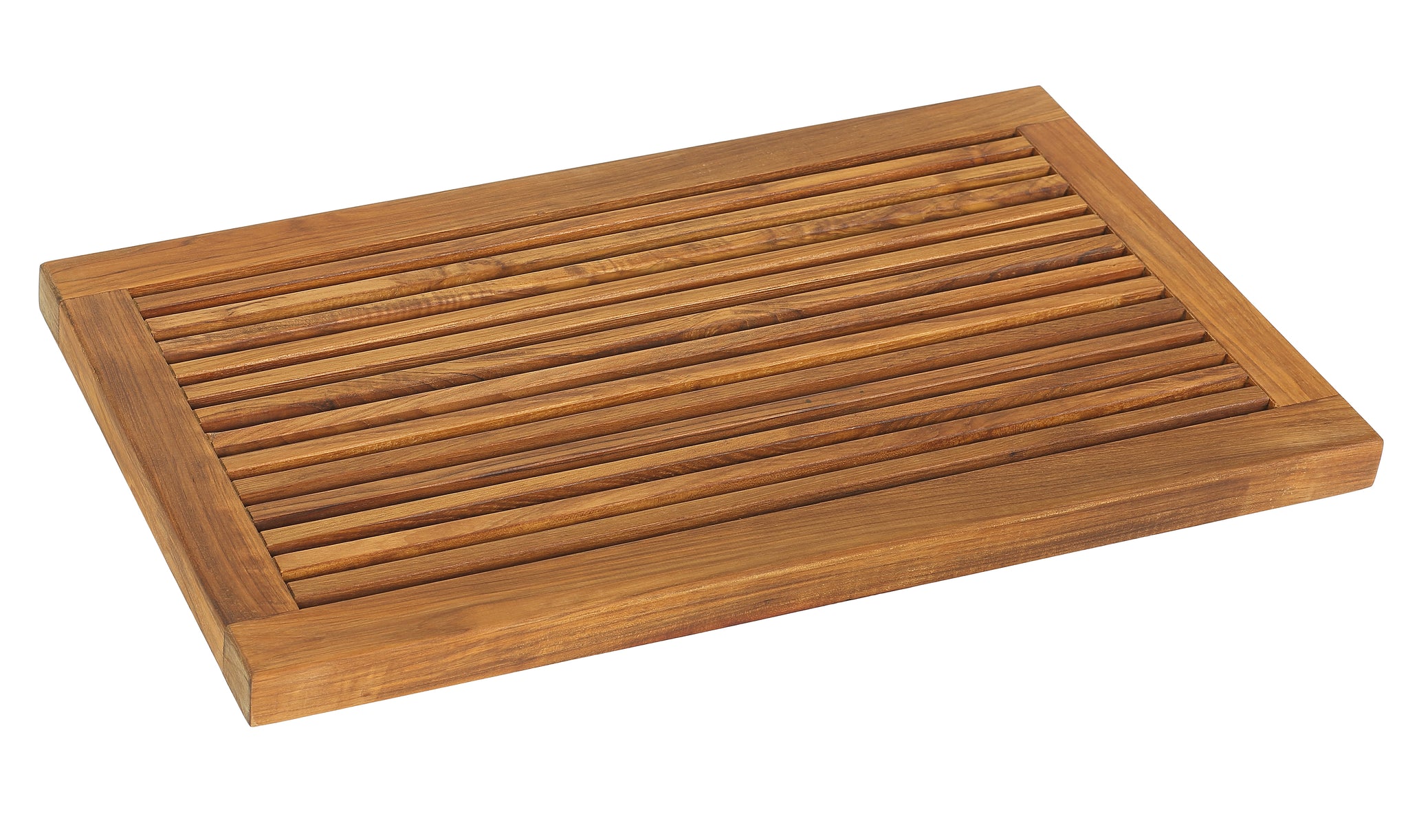 Bare Decor Dasha Spa Bath or Door Mat in Solid Teak Wood Oiled Finish, Large: 31.5" x 17.75"