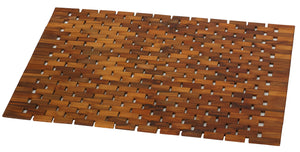 Bare Decor Kuki Spa Mosaic Shower Mat in Solid Teak Wood Oiled Finish, 30x20