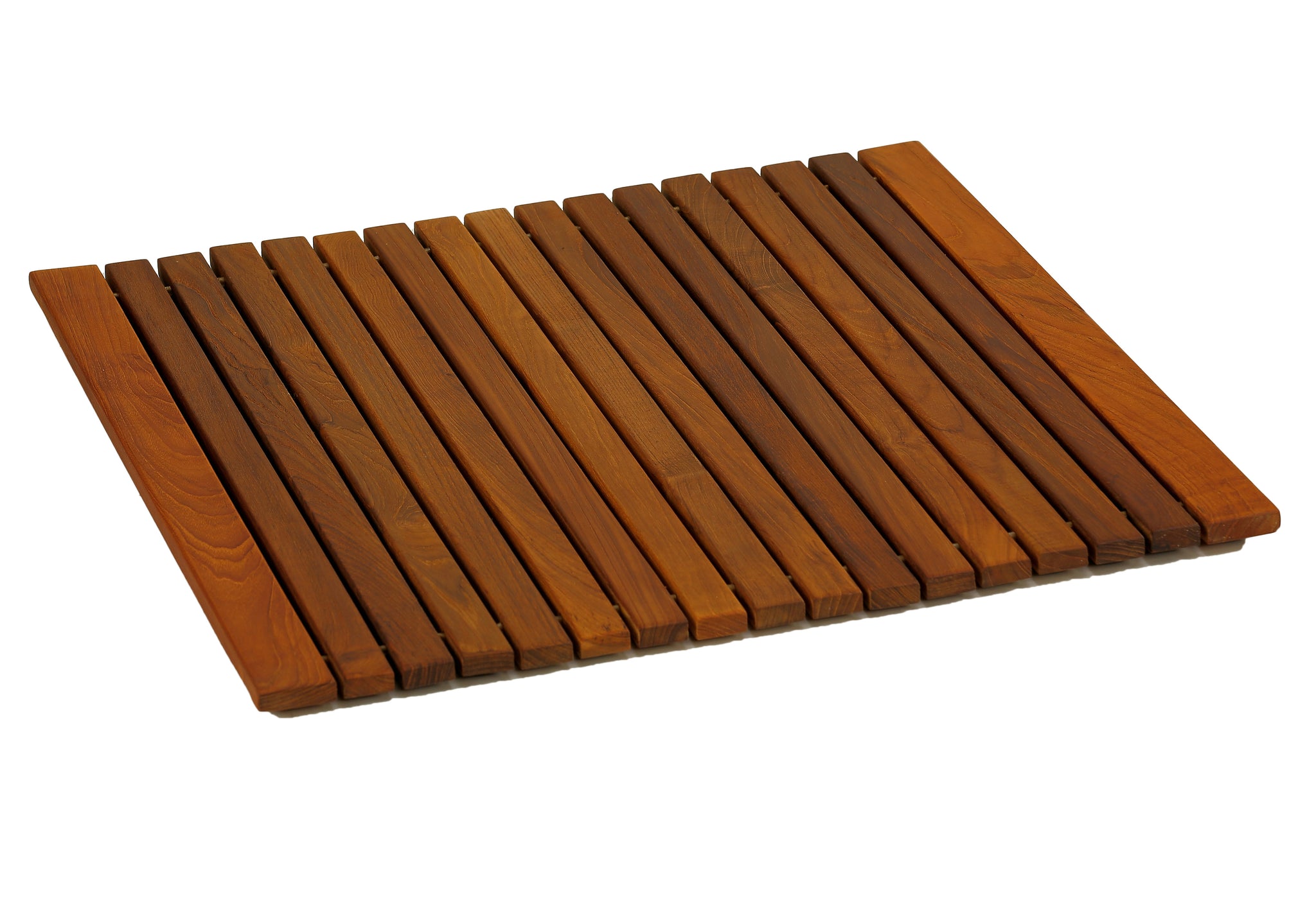 Bare Decor Lykos String Spa Shower Mat in Solid Teak Wood Oiled Finish, Large: 24"x24"