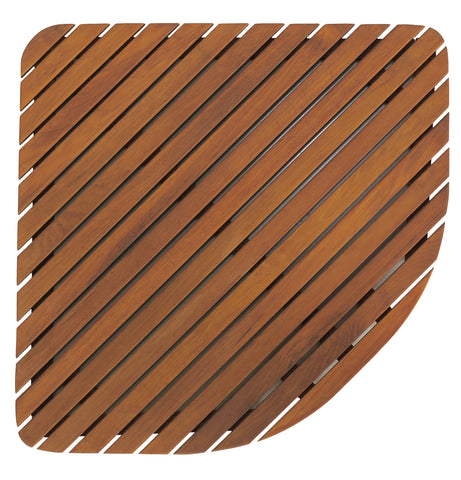 Bare Decor Dania Corner Shower Spa Mat in Solid Teak Wood and Oiled Finish, 24" x 24"