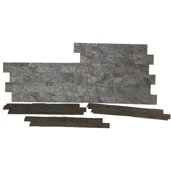 Bare Decor FlexRock Grey Pearl Peel and Stick Tile in Real Quartzite Stone, 9 Sq Ft